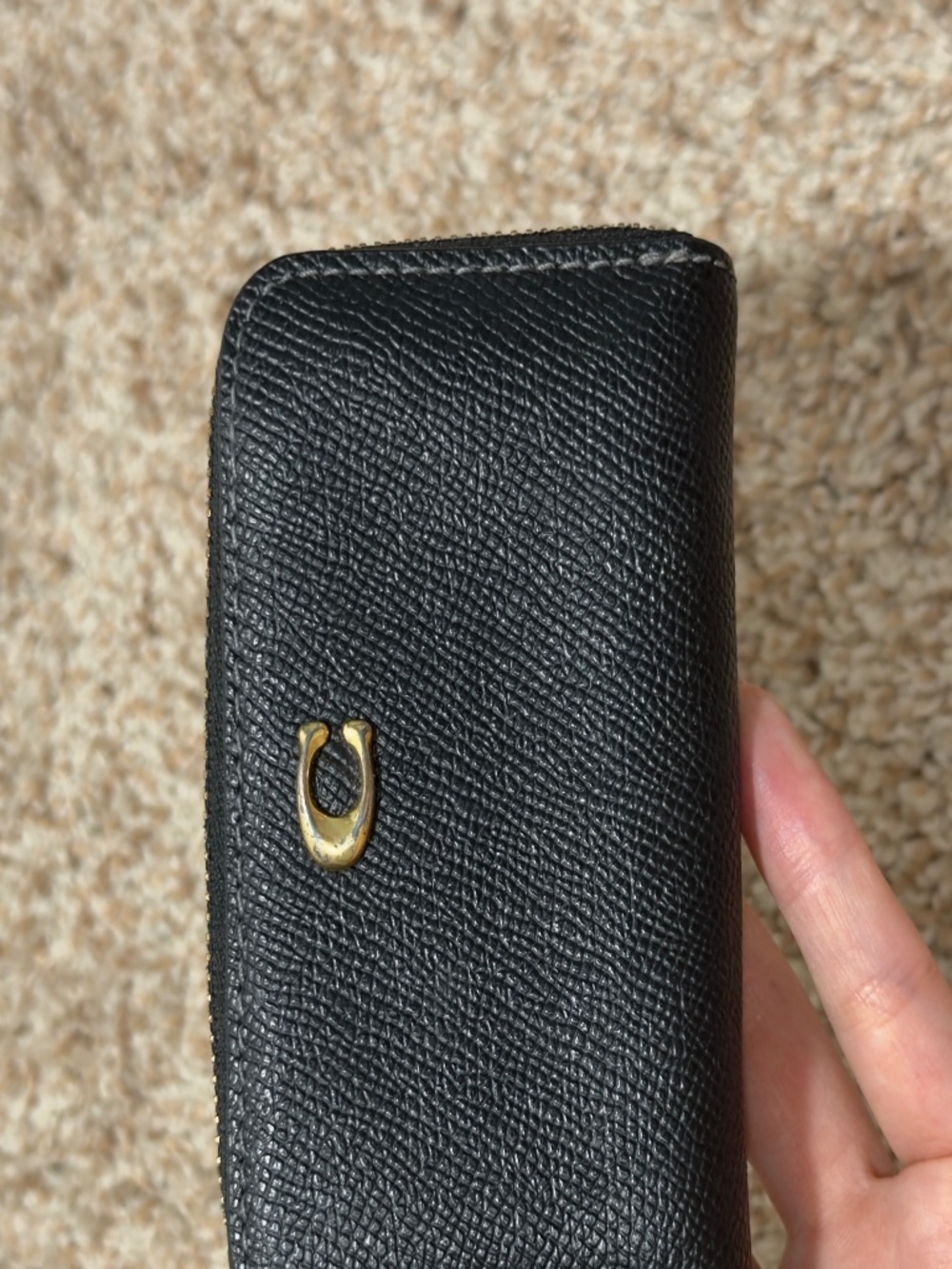 Coach Black Leather Zip-Around Wallet